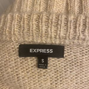 Beige & Metallic Gold Cardigan | Express